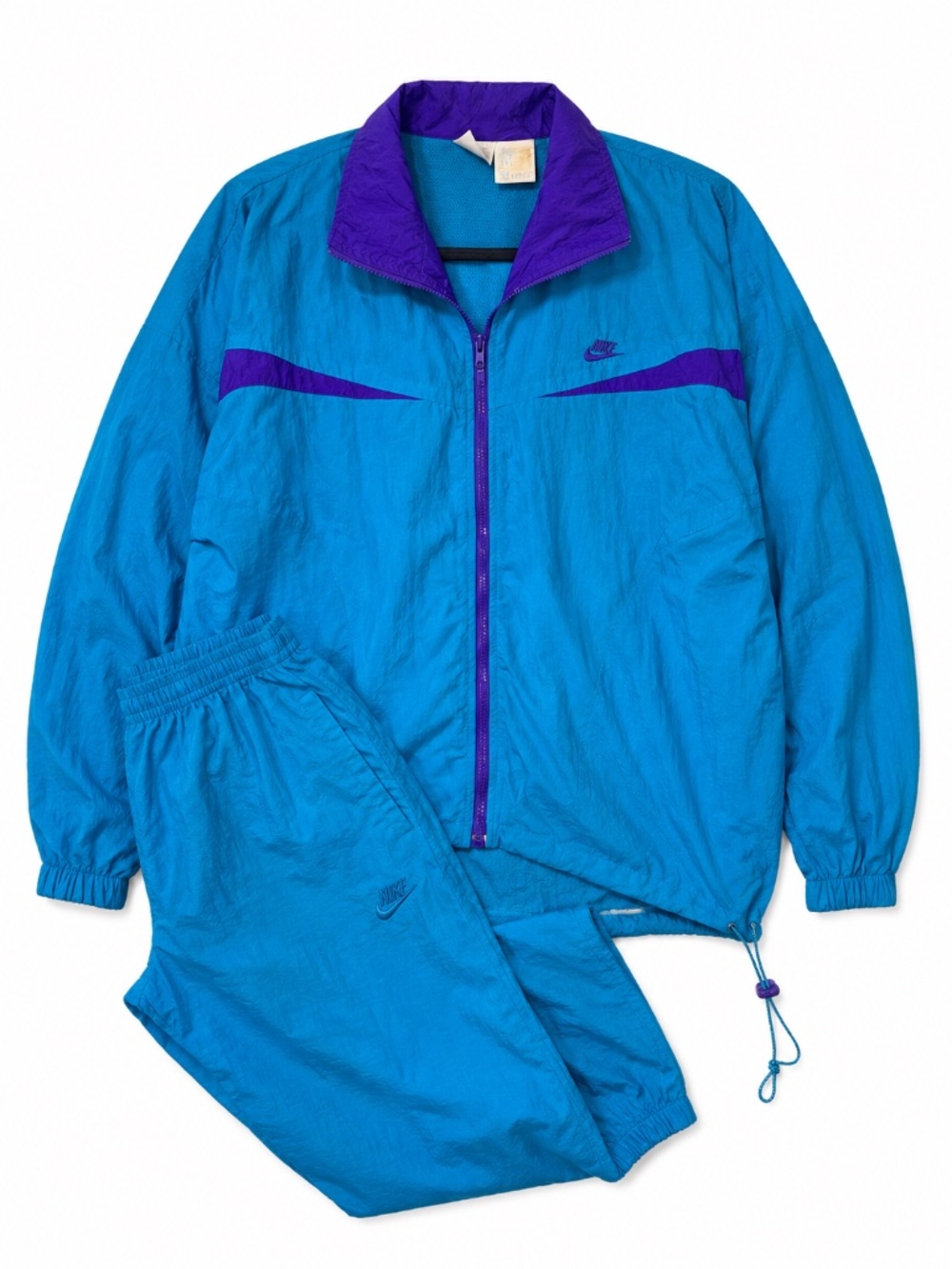 Vintage 90s Nike Colorblock Windbreaker Tracksuit Set Blue Purple Small